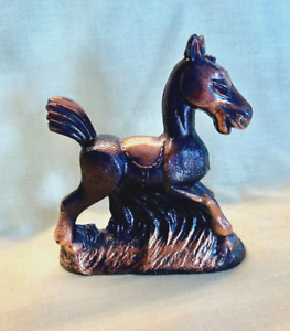 Funky, Happy Copper-Colored Metal Pony Horse with Big Head; 4.5