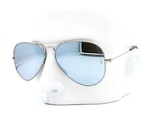 Ray-Ban RB 3025 019/W3 Aviator Sunglasses Matte Silver Polarized Mirror 58mm