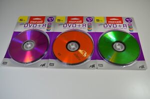 Lot of 3 Maxell 639031 4.7 GB DVD-R (5 Pack, Color Carded)