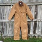 Carhartt Men 46R Coveralls Brown Double Knee Jumpsuit R68QZR Vintage Made In USA