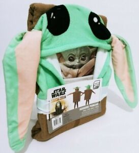 Disney Baby Yoda The Mandalorian Poncho Kids Hooded Beach Towel 23.6