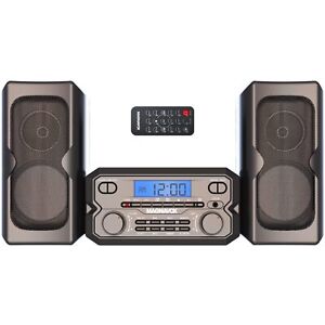 Home Stereo System with Bluetooth CD FM Radio Remote Shelf Audio Bookshelf Black