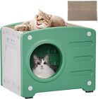 Indoor Cat Bed Cube House with Cat Scratching Board Double Resin Cat Cave Beds