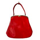 Vtg 60s Bobbie Jerome Cherry Red Patent Leather Top Handle Purse Bag Rockabilly