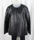 Lafayette 148 Women's Black Leather Slit Accent Zip Close Jacket Size Medium
