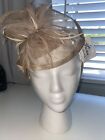 August Hat Company Fine Millinery feather satin head ban hat nude