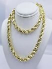 Real 10K Gold Rope Chain Necklace 30 Inch 8mm 10KT Yellow Gold Diamond Cuts Rope