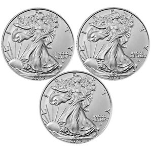 2023 $1 American Silver Eagle 1 oz BU - Lot of 3