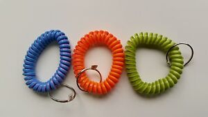 10 - Multi-Colored Coil Key Chains  Wrist Spiral Stretchable Ring Elastic Coiled