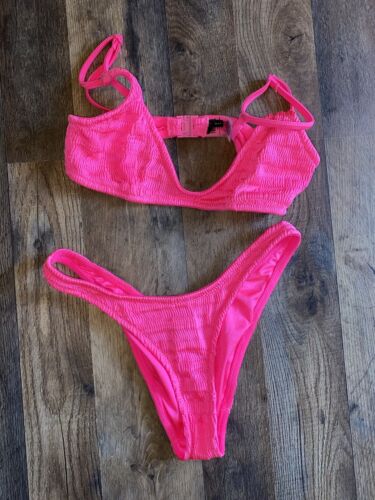 Triangl Hot Pink/neon Bikini Small High Cut WORN ONCE!