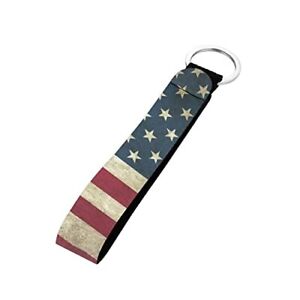 Vintage American Flag Wristlet Strap for Key Hand Wrist Lanyard Durable Key C...