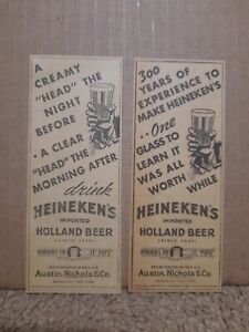 1935 Heineken Imported Holland Beer Newspaper 2 Ad Lot