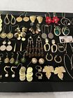 LOT OF 36 PAIR GOLD TONE PIERCED EARRINGS, ASSORTMENT, VINTAGE-NOW