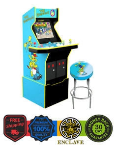 Arcade1Up The Simpsons Arcade Cabinet with Riser + Lit Marquee/Deck + Stool