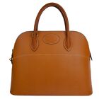 HERMES Logo Bolide 37 Hand Bag Couchevel Leather Brown GHW Vintage 689RJ634