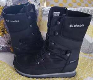 Columbia Womens Size 9 Wheatleigh Mid Calf Snow Boots Black Waterproof Lace Up N