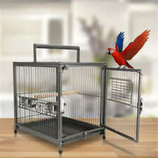 Heavy Duty Portable Travel Bird Parrot Carrier Cage Play Stand Feeding Bowls