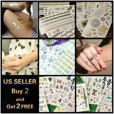 Gold Waterproof Fashion Art Fake Body Temporary Tattoos Stickers Removable Kids