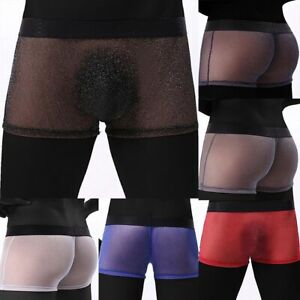 Hot Sale Men Briefs Panties Shiny M~2Xl See Through Shorts Spanex Stretch Boxers