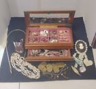 Vintage Jewelry Box Estate Junk Drawer Lot 925 Silver ,Coro , Coins, Brooches