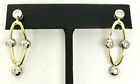 Diamond 18K Two Tone Gold Dangle Articulated Earrings w/ Card Appraisal