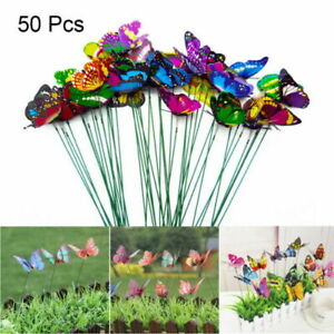50Pcs Butterfly Stakes Outdoor Yard Planter Flower Pot Bed Garden Decor Yard US