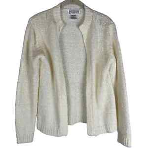 Vintage cream boucle open front cardigan sweater