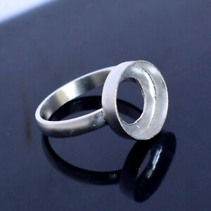 Solid 925 Silver Blank Round Bezel Cup Ring Base Handmade Setting Ring Supplies