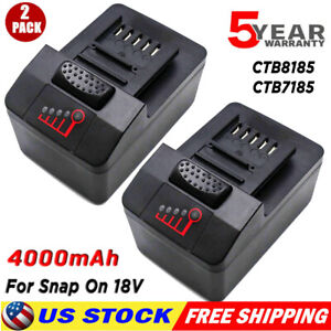 2x 4AH 18V Battery for Snap on CTB7185 CTB8185 CTB8187 CT7850 CTC720 Lithium-Ion