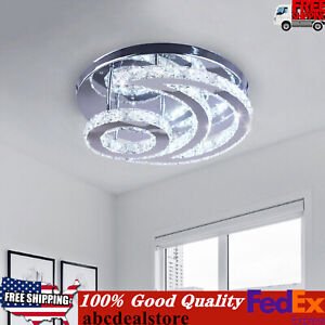 Modern Crystal Moon Shaped Ceiling Light Fixture LED Chandelier Bedroom Lamp 43W