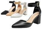 Women Wedding Dress Shoes High Block Heel Pointed Toe Party Pump Shoes