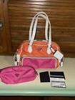 PRADA Tessuto Sport Nylon Bowler Bag Purse & Pouch Pink Orange Vintage 2000 Y2K
