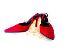Carlos Falchi 8 Red Suede Slingback Pumps Shoes