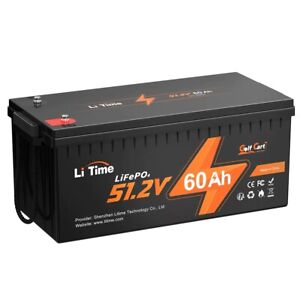 LiTime 48V 60Ah Golf Cart LiFePO4 Professional Lithium Battery with 120A BMS