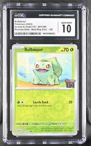 CGC 10 Pokémon 2023 Bulbasaur 001/165 Scarlet & Violet 151 - BEST BUY PROMO