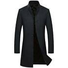 Men's Stand collar Single Breasted Trench Coat Woolen Jacket Outwear Business L