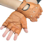 MENS BROWN LEATHER FINGER LESS DRIVING MOTORCYCLE BIKER GLOVES Work Out Exercise