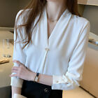 Korean Fashion Women Chiffon Spring Fall Business Career Work Tops Blouse Shirts