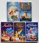 Disney VHS Lot Of 5 Black Diamond LITTLE MERMAID Cinderella ALADDIN Beauty Beast