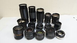 Lot Of 15 Vintage PARTS AS-IS Tokina, Tamron, Sears Camera Lenses *PARTS AS-IS*