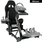 Minneer Sim Racing Cockpit Fit Logitech G29 Steering Wheel Stand with Black Seat