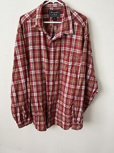Abercrombie & Fitch Men’s XL Long Sleeve Flannel Plaid Red Stripe Cotton