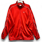 Nike Warm Up Track Jacket Men's XL Red White Full Zip Stripe on Sleeve