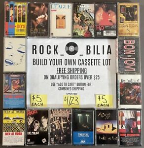 ALL $5 80's-90's ROCK POP BUY 5 & GET FREE SHIPPING BUILD YOUR CASSETTE TAPE LOT