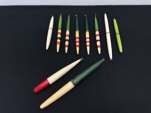 10 Vintage Antique 1930's Lot Wood Fishing Lure STICK BOBBERS Wooden Floats
