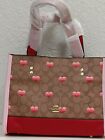 Coach Dempsey Tote 22 In Signature Canvas With Heart Print New