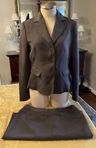 Vintage Nine West Olive Green Blazer Skirt Suit Set Women's Size 8