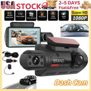 HD 1080P Car Dual Lens Dash Cam Front/Rear/Inside Video Recorder Camera G-sensor