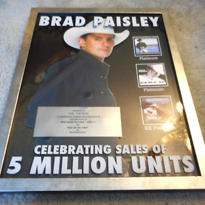 Brad Paisley Non  RIAA 5 Million Sales Record Sales Award Plaque