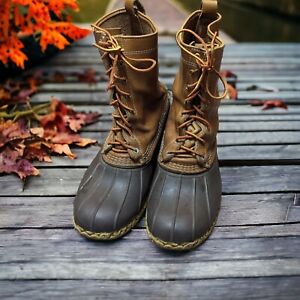 L.L. Bean  Boots Men 12 Light Brown Made In Maine Rain Duck Hunting Leather 10